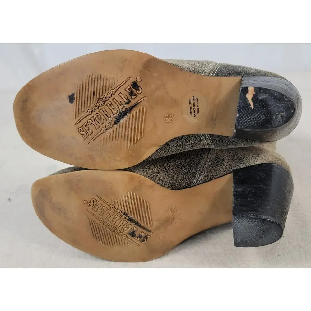Seychelles Anthropologie Embroidered Western Boots Gray Nubuck Size 6.5